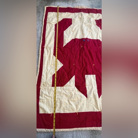 Crab Quilt Handmade Yellow Red Baby Blanket Nautical Ocean Nursery Kids Room - Picture 5 of 7